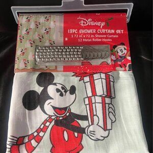NEW Disney Mickey & Minnie Christmas 13 Piece Shower Curtain Set